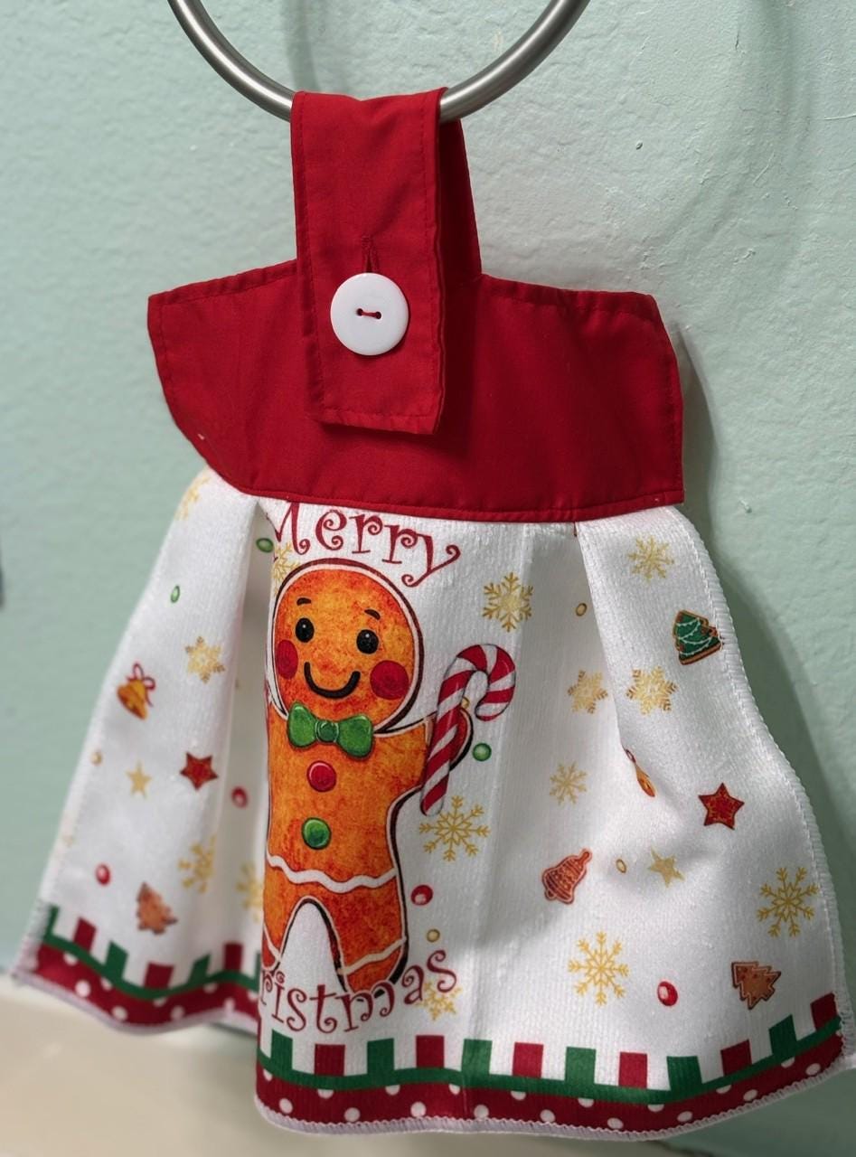 Gingerbread men on Christmas Hanging Towels, decor gift