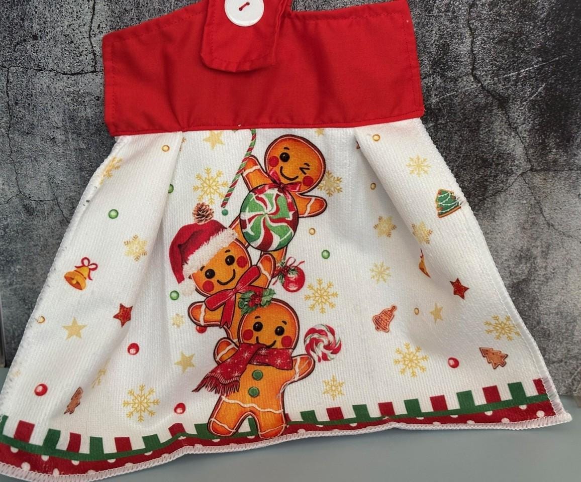 Gingerbread men on Christmas Hanging Towels, decor gift