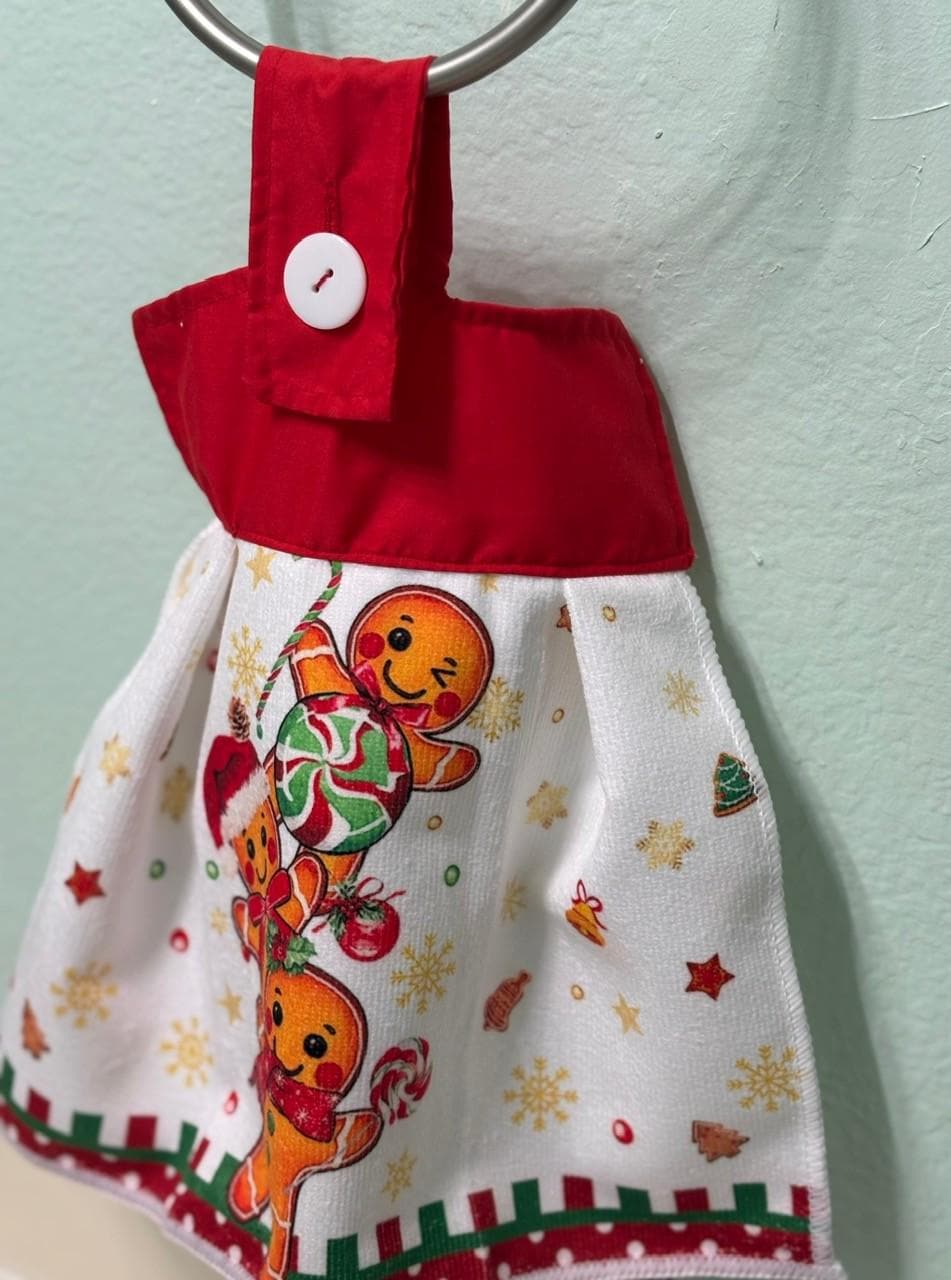 Gingerbread men on Christmas Hanging Towels, decor gift