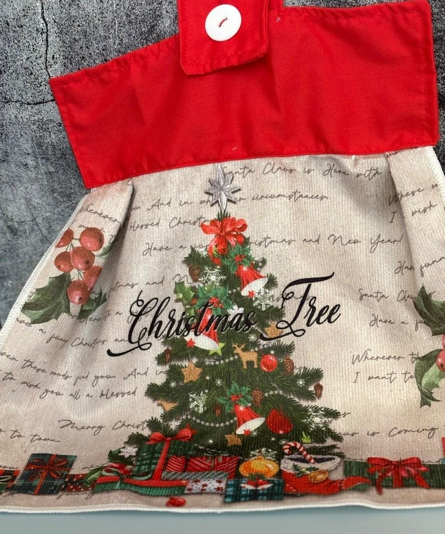 Christmas Tree Hanging Towels, Handmade, holiday decor gift