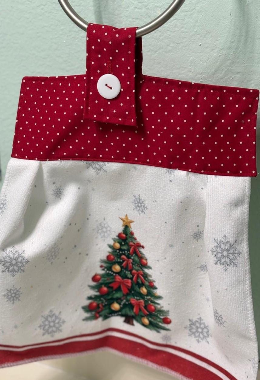 Christmas Tree Hanging Towels, Handmade, holiday decor gift