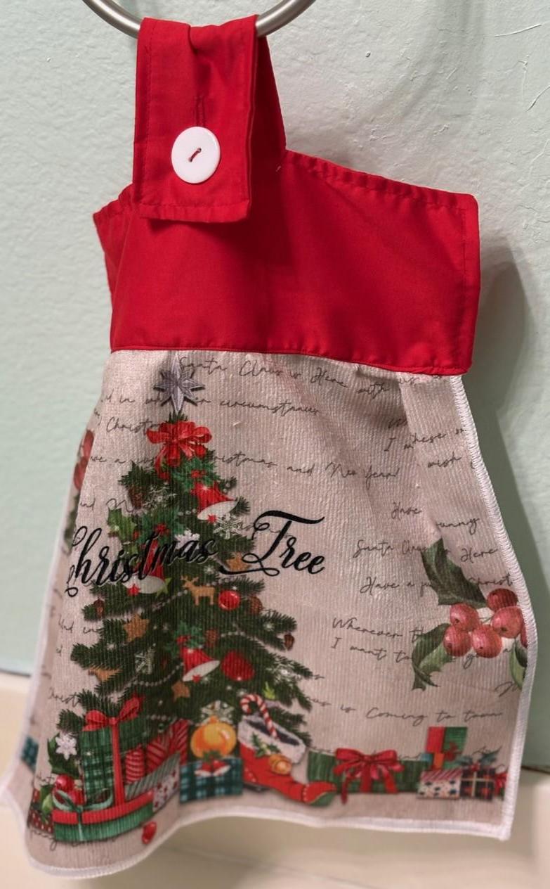 Christmas Tree Hanging Towels, Handmade, holiday decor gift