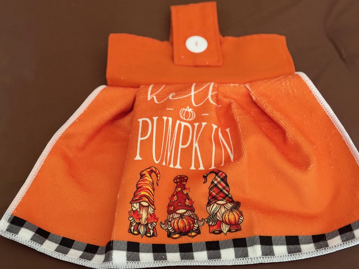 Harvest Fall Gnomes, Hanging Towels, Hello Pumpkin
